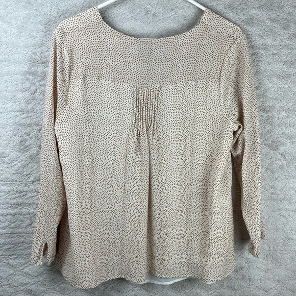 VINEYARD VINES Silk Pinktuck Blouse Top Cream w/ Tan Polka Dots XL - Picture 13 of 15